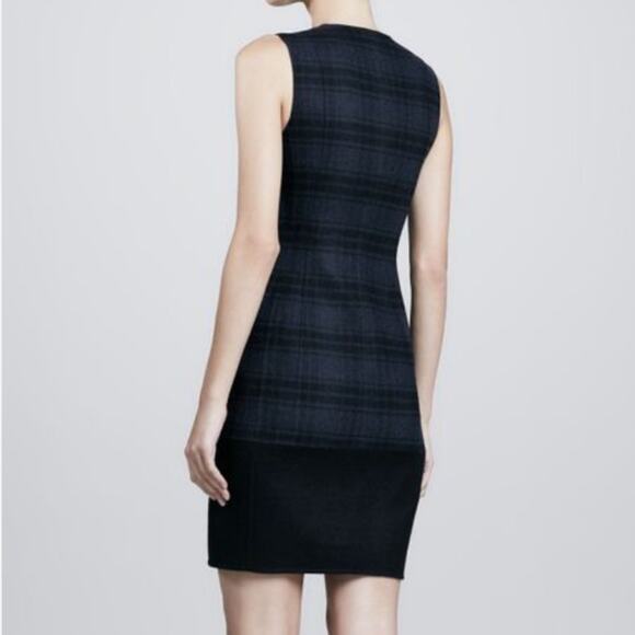 Akris Plaid Wool Flannel sheath dress zip front Sz 4 - Picture 2 of 10